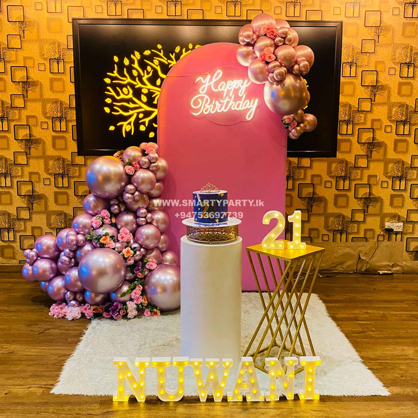 21st Birthday decor chrome balloons