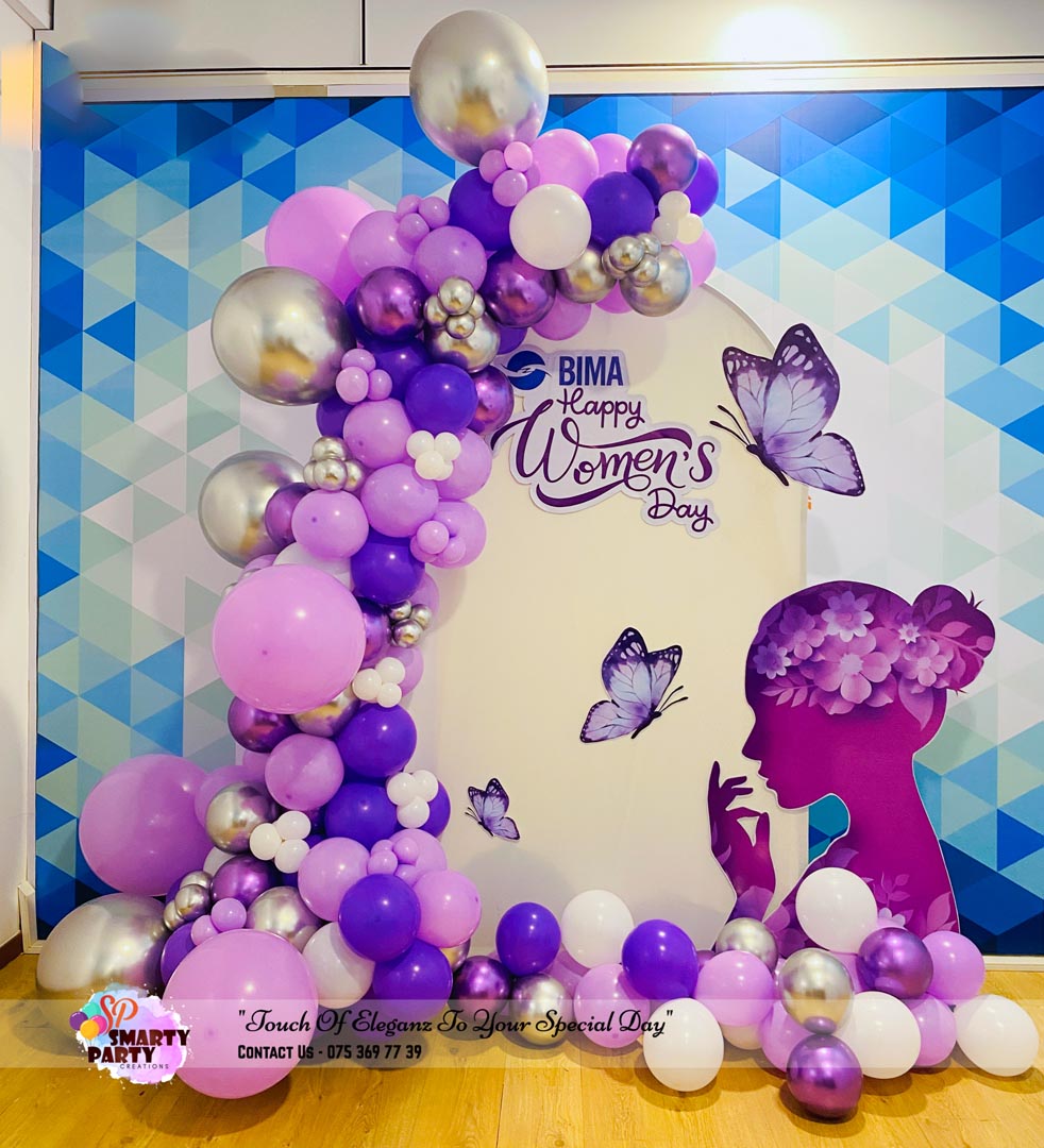 Women's day Theme Silver White Purple Butterfly