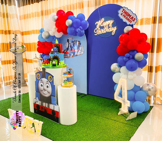 Thomas & friends Theme 4th Birthday Boy Neon Number