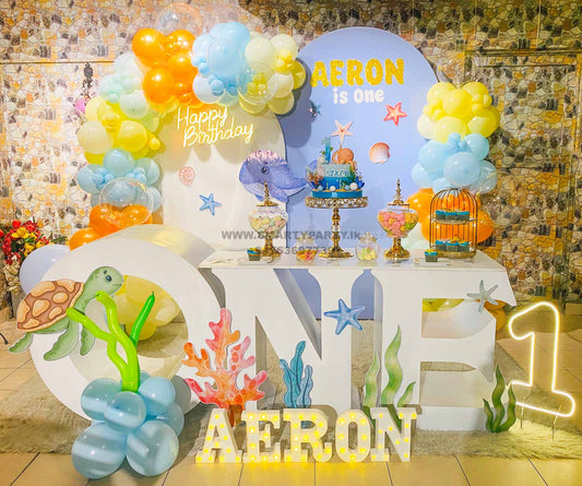 Sea Theme with One Table 9 inch LED Boy 1st Birthday