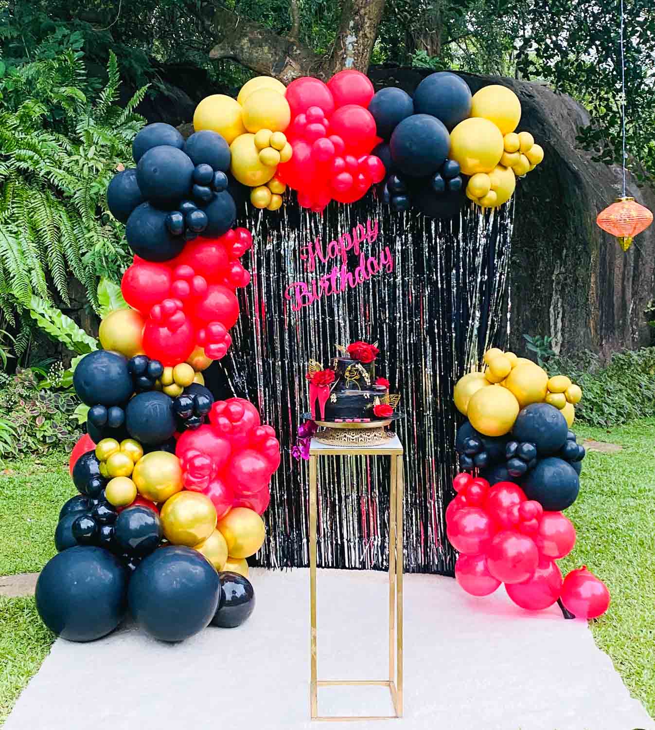 Red Black Gold Foil Curtain Birthday