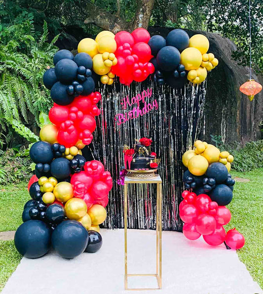 Red Black Gold Foil Curtain Birthday