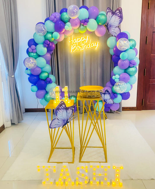 Butterfly Theme Ring Backdrop Green Purple Blue