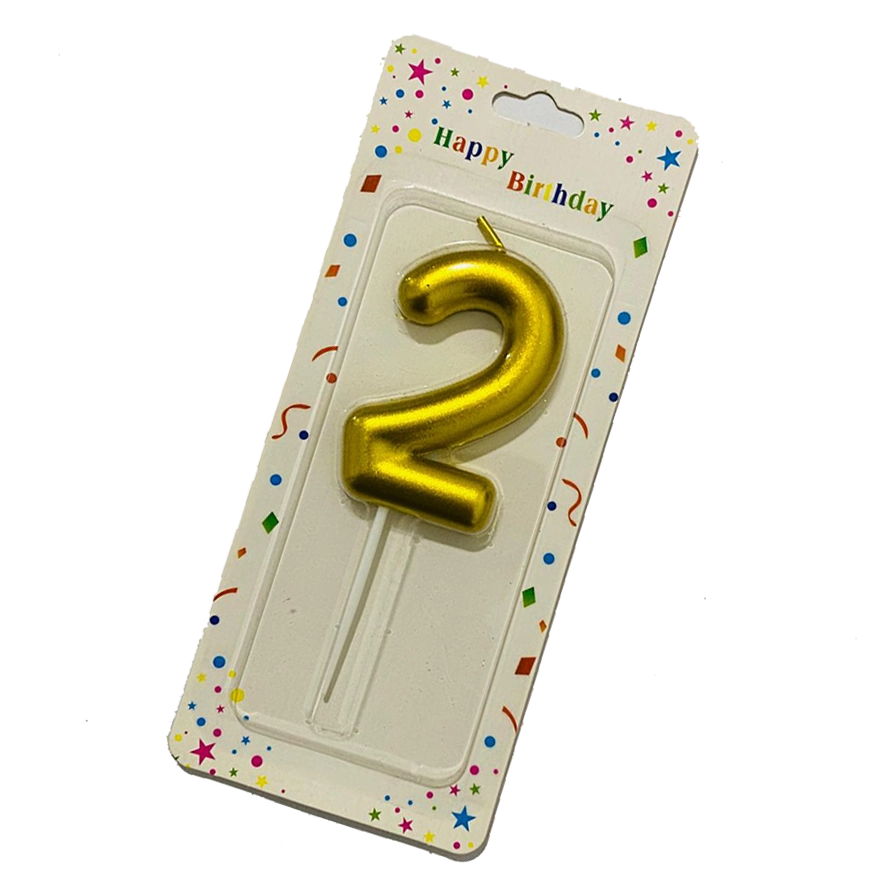 Mettalic Balloon Number Candle TWO (2)