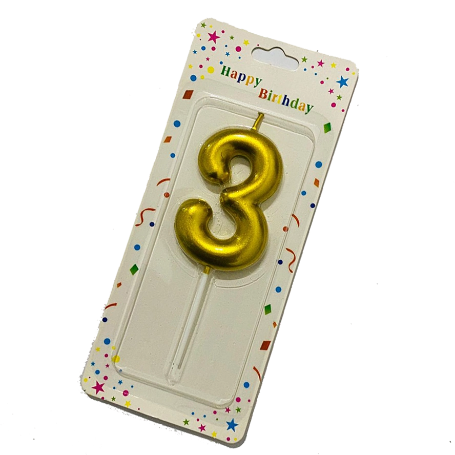 Mettalic Balloon Number Candle THREE (3)