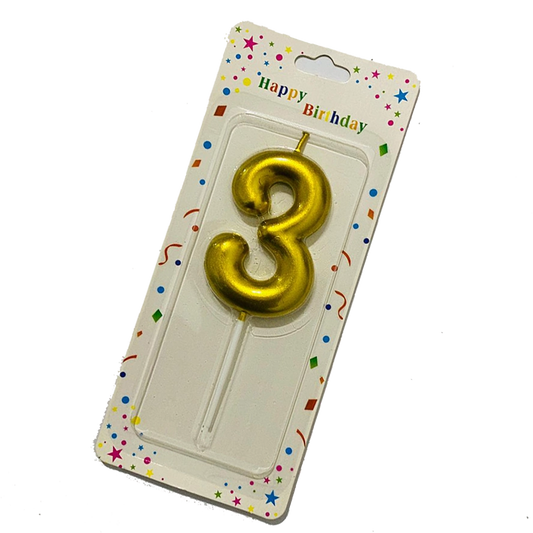 Mettalic Balloon Number Candle THREE (3)