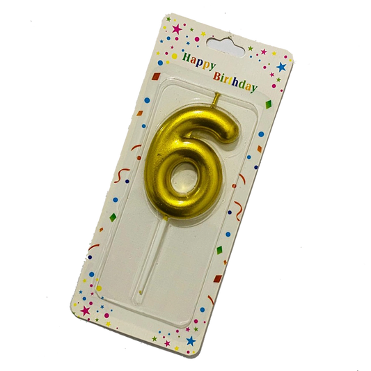 Mettalic Balloon Number Candle SIX (6)