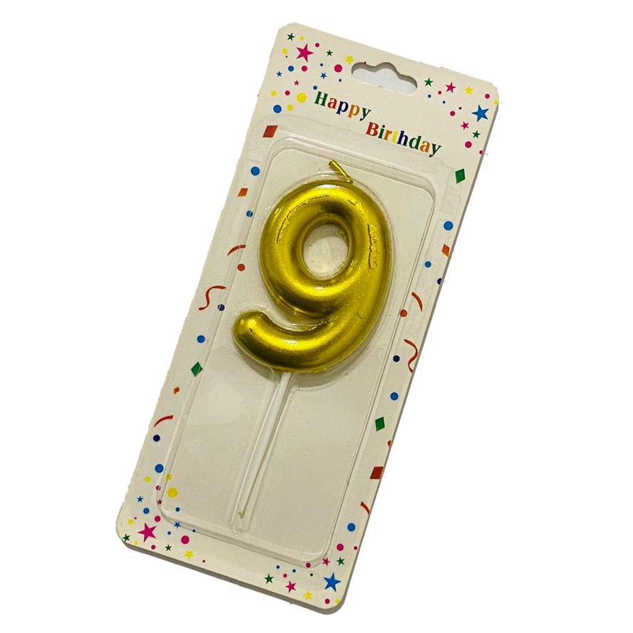 Mettalic Balloon Number Candle NINE (9)