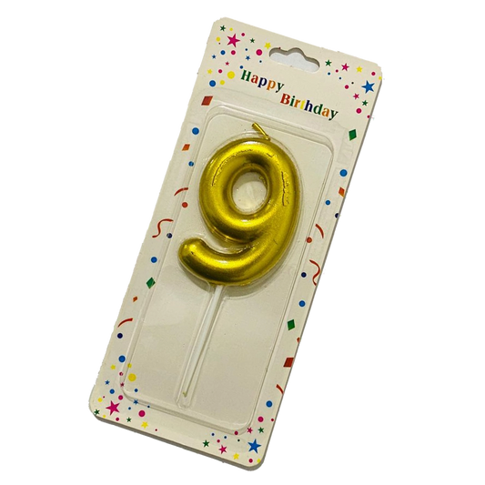 Mettalic Balloon Number Candle NINE (9)