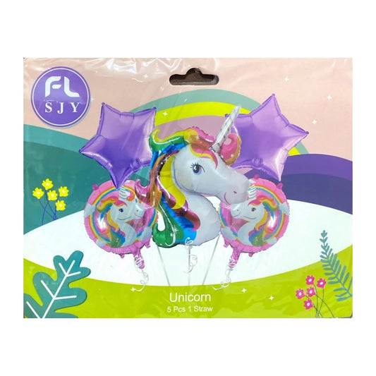 Unicorn Theme Foil Balloon 5pcs Set (FL)