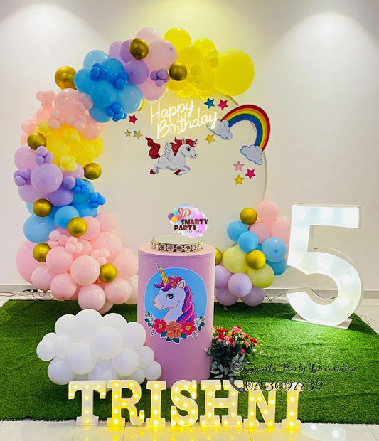 Unicorn Theme 5th Birthday Ring Backdrop